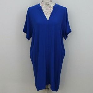 Vince Blue Short Sleeve Dress 100% Silk